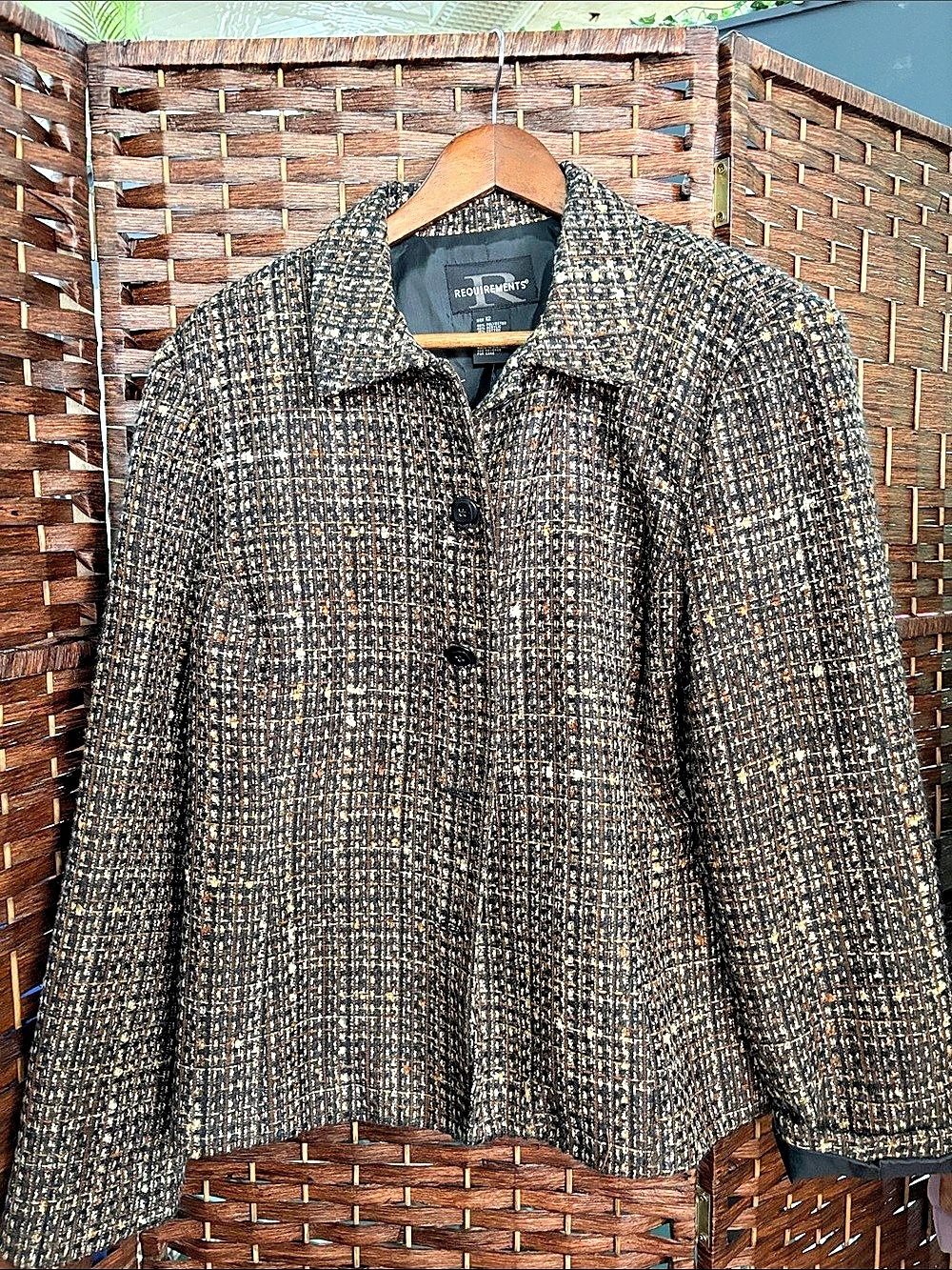 Vintage Requirements Women's Tweed Jacket Black Brown Size 12